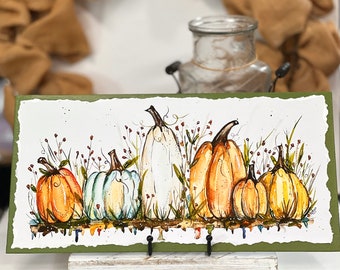 Watercolor Pumpkin Painting, Painted Pumpkins, Watercolor Fall Canvas, Watercolor Fall Decor