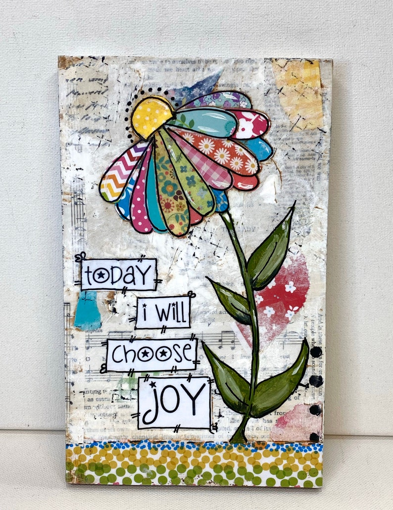 Today I will choose Joy, Flower Decor , Boho Daisy, Flower Sign with saying image 1