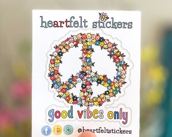 Floral Peace Sign Sticker, Floral Peace Decal, Vinyl Sticker, Planner Sticker, Hippie Soul