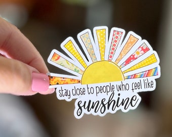 Sunshine Sticker, Close to people, Sun sticker, water bottle decal, rainbow letters, Planner Sticker