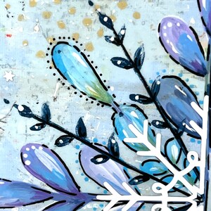 Snowflake Painting, Magical Snowflake Sign, if you listen carefully the silence is beautiful, colorful snow, mixed media snowflake image 3