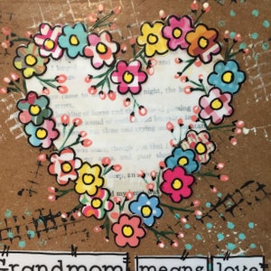 Grandmom gift, Birthday Gift, Grandmom means love, Floral Heart Sign, Mother's Day gift image 3