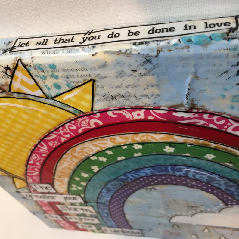Rainbow Art Sign Canvas Mixed Media Rainbow Art Colorful The Etsy