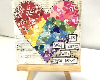 Do small things with great love, Mother Teresa Print and Easel Set, Mounted Print