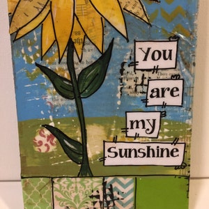 Sunflowers You are my sunshine sunflower sign Song Lyric Art image 5