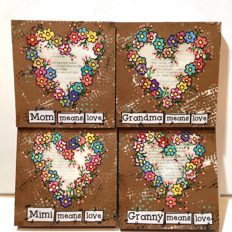 Grandmom gift, Birthday Gift, Grandmom means love, Floral Heart Sign, Mother's Day gift image 5