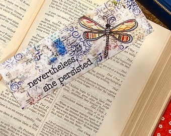 Dragonfly Bookmark, she persisted bookmark, Book love, Page Holder