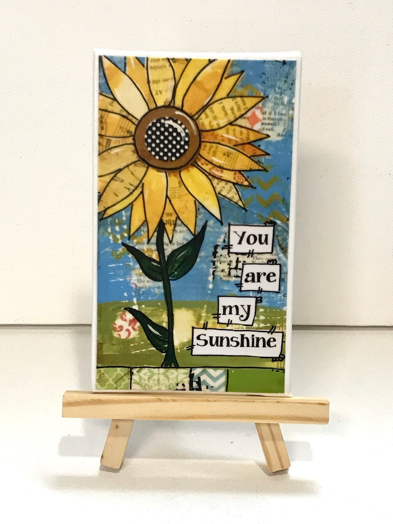 Sunflowers You are my sunshine sunflower sign Song Lyric Art image 7