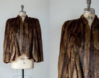 High Society mink cape | Vintage 1950s brown fur stole | Dark brown mink capelet