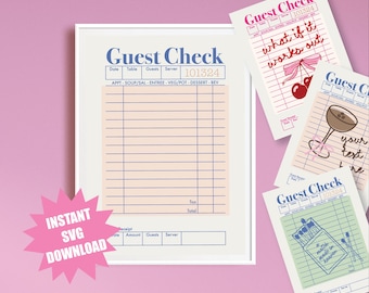 Wedding Sign in Poster, Blank Guest Check List, Restaurant Guest Check Receipts, Empty Guest Check Printable, SVG VECTOR Template for Shirts