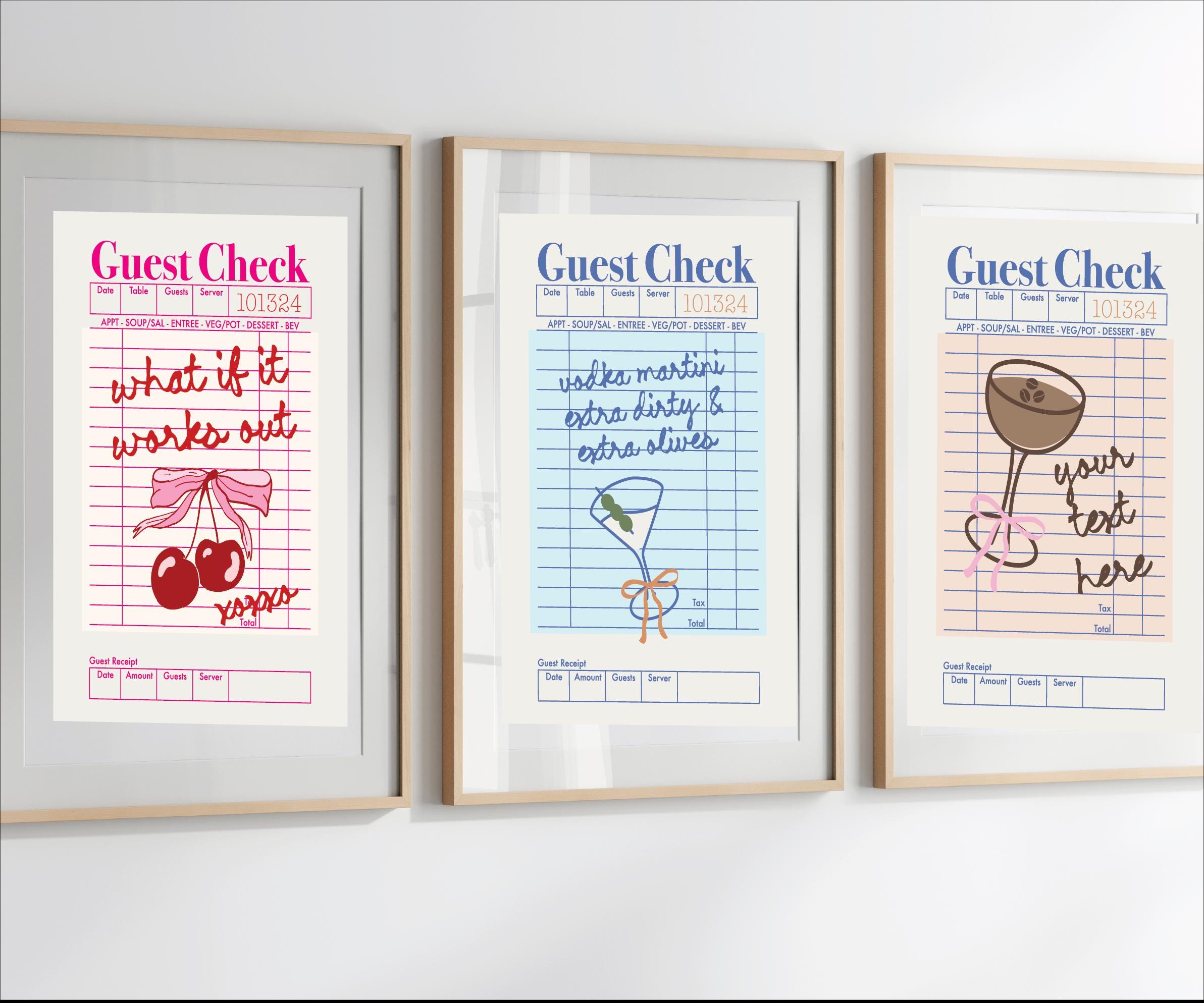 Blank Guest Check List, Restaurant Guest Check Receipts, Empty Guest ...