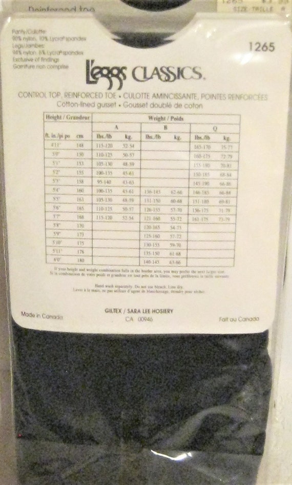 HM1 4X Lot Vintage Pantyhose LEGGS Classics Lycra Control Top Reinforcd Toe  Size A Black Pantyhose 115-120lbs Nylons Vintage Nylons -  Canada