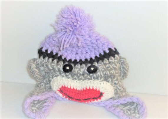 ST3-HATS Thick Wool Hand Knitted MONKEY HAT Kids … - image 3