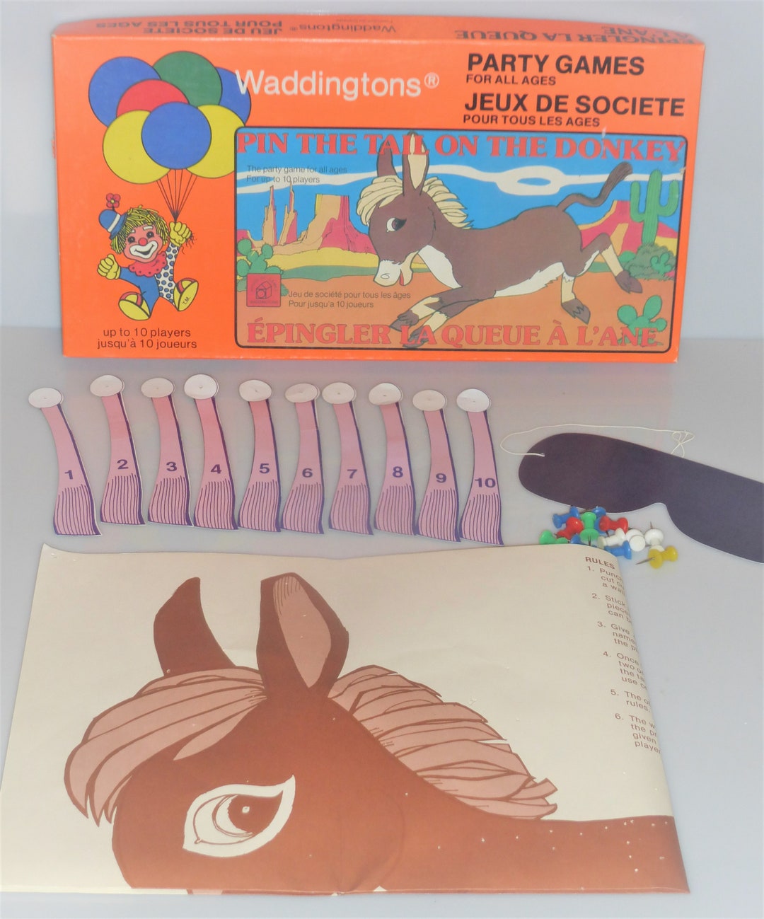 GM1 1980 PIN the TAIL on the DONKEY Game by Waddington's Party Games