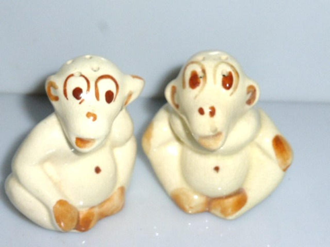 PM Vintage Salt & Pepper Shakers MONKEYS Old Monkey Salt Etsy