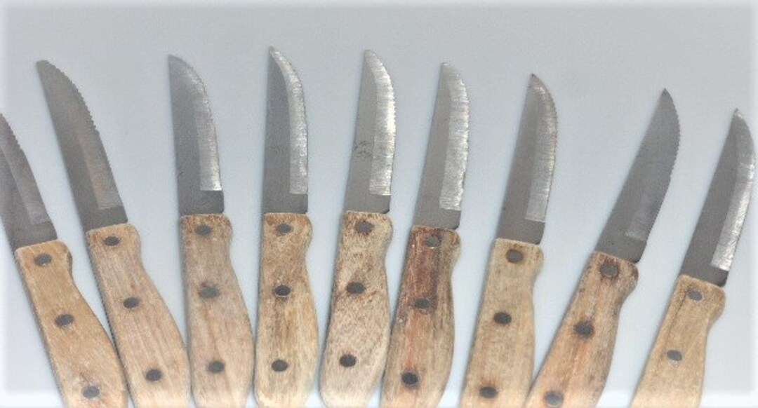 BX50 Set of 8 WOOD Handled KNIVES Vintage Knives Cutlery Etsy