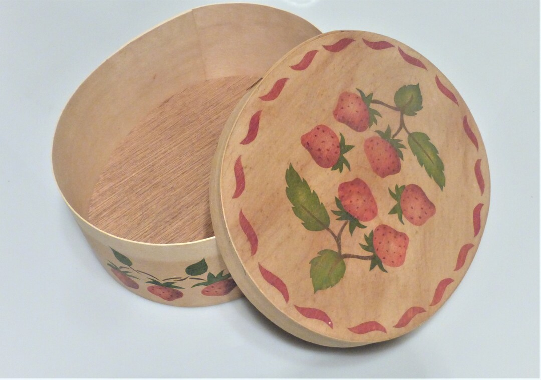 BX21A Balsam Wood STRAWBERRY Basket Storage Box Catch All Dried Fruit
