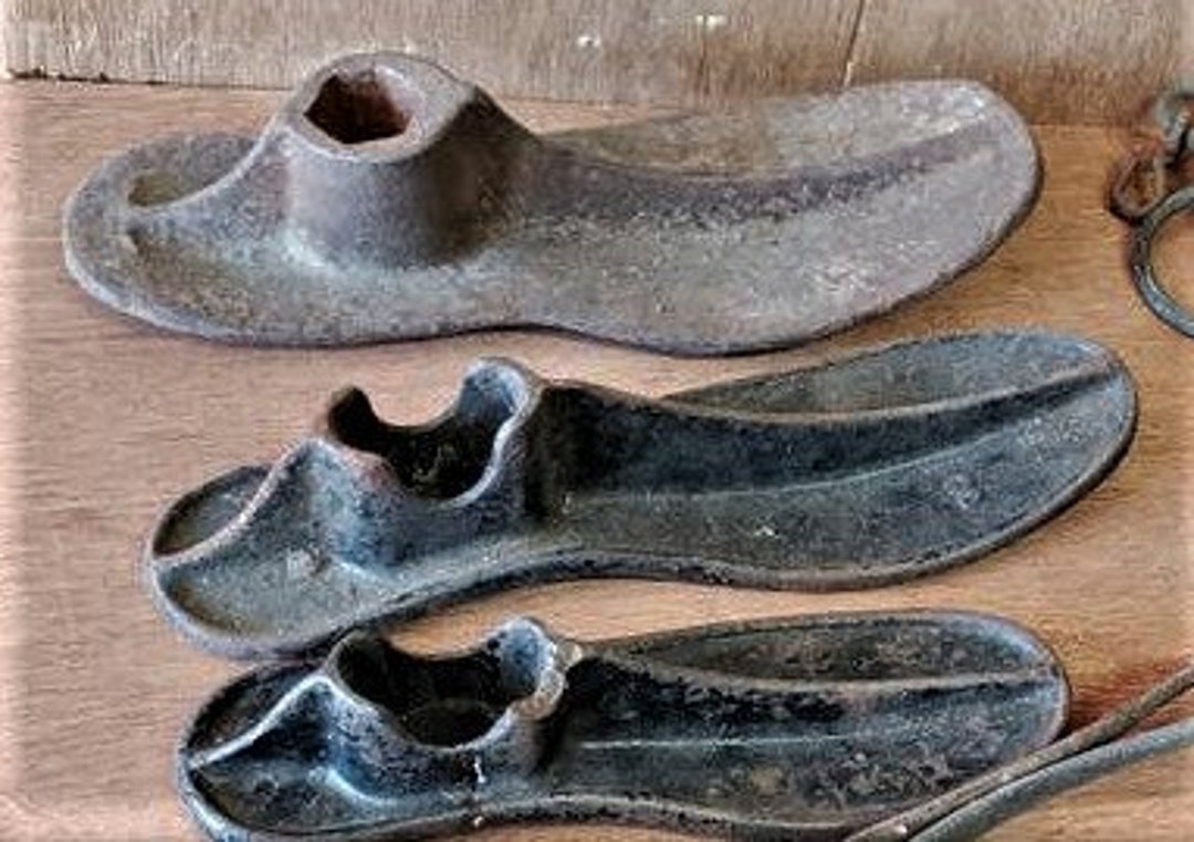BN11 Antique Cast Iron Shoe Lasts Metal COBBLER'S Shoe Shine Kit Cast