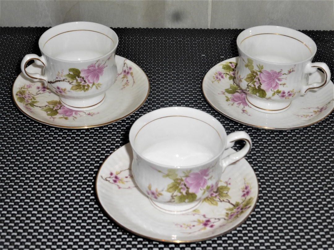 BN6 Lot of 3 TEACUP & SAUCER Pottery Crafts India Fine Bone China