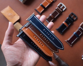 Personalisiertes Japanisches Cordovan Leder Apple Watchband (Handmade)