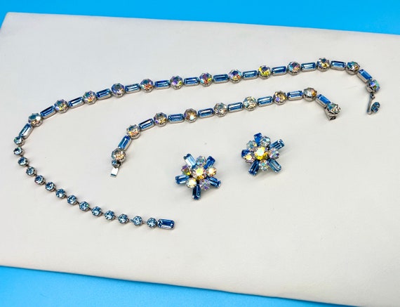 FENICHEL Baby Blue and AB Rhinestone Parure - MCM… - image 1