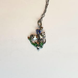 Antique Austro-Hungarian Saint George vs The Dragon Pendant - Late 1900s Enamel on Sterling 3D Pendant necklace  - 1880 - 1900