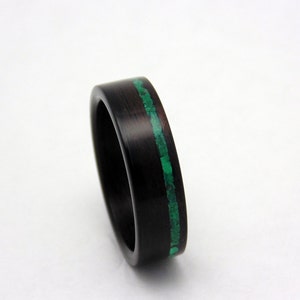 Ebony bentwood ring with offset Malachite inlay