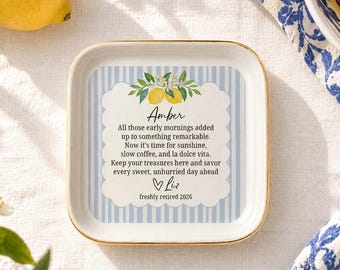Personalized Retirement Jewelry Dish La Dolce Vita Retirement Gift for Woman Retired 2026 Coworker Gift Sweet Life Keepsake Ring Dish