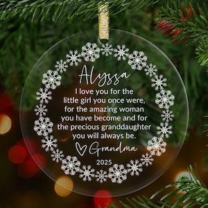 Granddaughter Ornament, Personalized Christmas Ornament, To My Granddaughter, Xmas Ornament for Grown Granddaughter