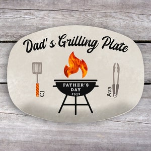 BBQ Gifts, Personalized Grilling Plate, Grill Gifts, Dad Gift from Kids, Custom Platter, Gift for Grandpa