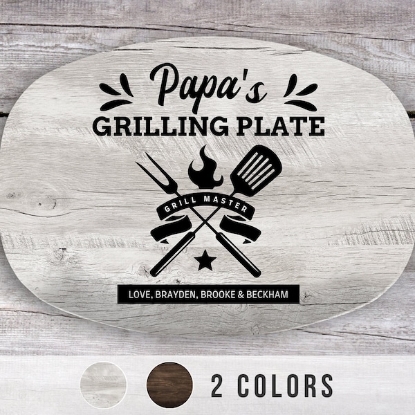 Papa Personalized Grilling Plate, Grandpa Gift from Grandkids, Custom Name Platter, Grill Gifts, Daddy's Grilling Plate, Grill Accessories
