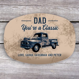Car Enthusiast Personalized Grill Platter, Car Guy Gift, Customized Grilling Gifts, Dad Gift from Kids, Classic Car Serving Tray