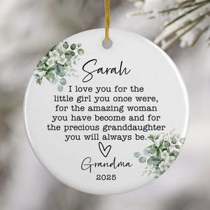 Granddaughter Ornament, Personalized Christmas Ornament, To My Granddaughter, Xmas Ornament for Grown Granddaughter