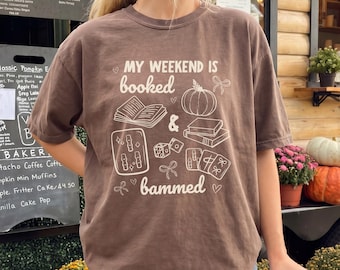 Reading Mahjong Shirt Comfort Colors Fall Book Lover Tee Funny Game Night Shirt Mahjong Reader Gift Autumn Weekend Graphic Tee For Women
