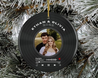 Personalized Song Ornament, Custom Record Ornament, Boyfriend Christmas Gift ideas, Wedding Song Gift, 1 Year Anniversary