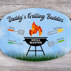 BBQ Gifts, Personalized Grilling Plate, Grill Gifts, Dad Gift from Kids, Custom Serving Platter