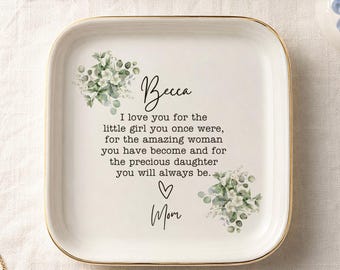 Personalized Daughter Jewelry Dish, Gift from Mom to Daughter, Sentimental Trinket Dish, Custom Daughter Gift, Keepsake Jewelry Tray