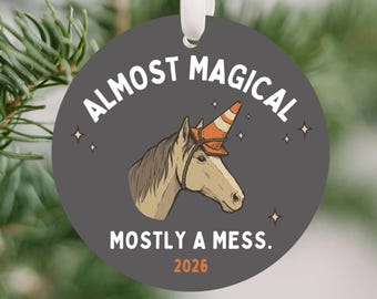 Funny Unicorn Ornament Horse Christmas Ornament Equestrian Gift 2026 Holiday Decor Funny Horse Lover Gift Magical Mess Holiday Keepsake