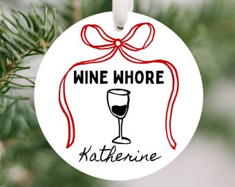 Rude Ornaments Personalized Wine Ornament Funny Wine Lover Gift Custom Name Christmas Ornament Adult Humor Gift for Her Stocking Stuffer