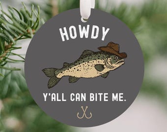 Funny Bass Fishing Ornament Fisherman Christmas Ornament Country Fishing Gift Angler Holiday Decor Southern Fishing Gift Bass Lover Ornament