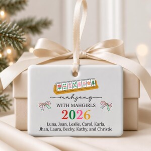 Mahjong Ornament 2026, Personalized Mahjong Group Christmas Ornament, Mahjong Lovers Gift, Mahj Girls Name Ornament, Mahjong Holiday Gift