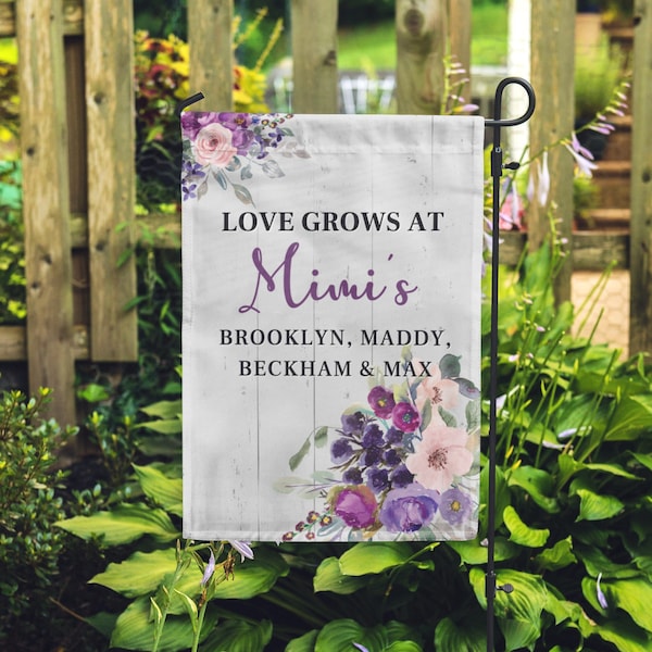 Mimi Gifts, Personalized Garden Flag, Grandma's Garden, Love Grows Here, Grandmother Gift, Mothers Day Gift, Present for Nonna