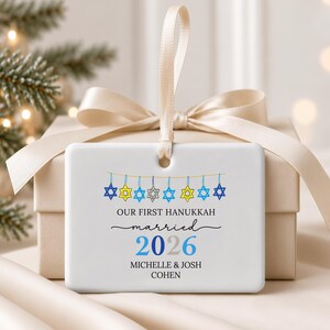 Personalized Hanukkah Ornament 2026, Our First Hanukkah Married, Custom Hanukkah Gift for Newlyweds, Jewish Wedding Gift, Star of David