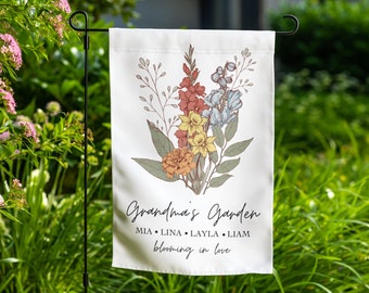 Grandma's Garden Sign, Personalized Garden Flag, Grandmother Gift, Mothers Day Gift, Mimi's Garden, Grammy, Nana