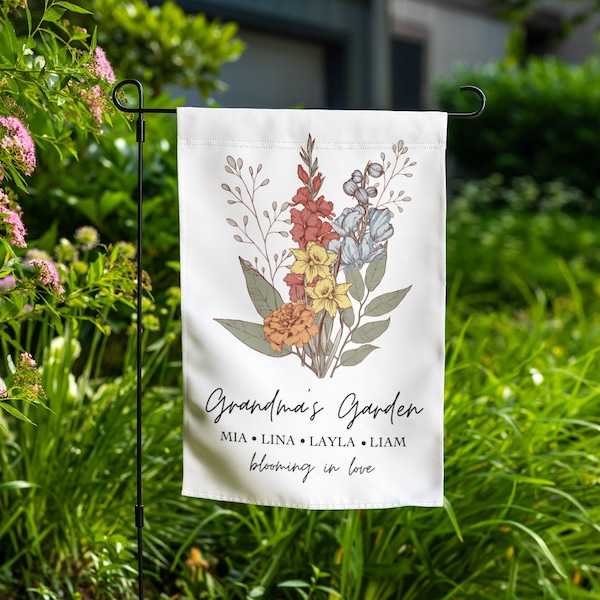 Grandma's Garden Sign, Personalized Garden Flag, Grandmother Gift, Mothers Day Gift, Mimi's Garden, Grammy, Nana