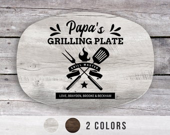 Papa Personalized Grilling Plate, Grandpa Gift from Grandkids, Custom Name Platter, Grill Gifts, Daddy's Grilling Plate, Grill Accessories