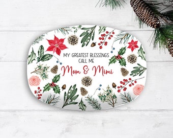 Personalized Christmas Cookies Platter,  Christmas Plate, Holiday Serving Tray, Christmas Table Decor, Gift from Grandkids for Grandma