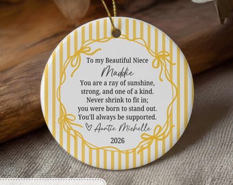 Personalized Niece Ornament Gift From Aunt Christmas Keepsake Custom Name Ornament Niece Gift Family Christmas Decor Auntie Gift