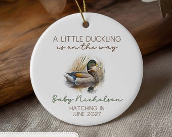 Personalized Duck Pregnancy Announcement Ornament Mallard Baby Keepsake Little Duckling Christmas Gift New Parents Baby Reveal Ornament