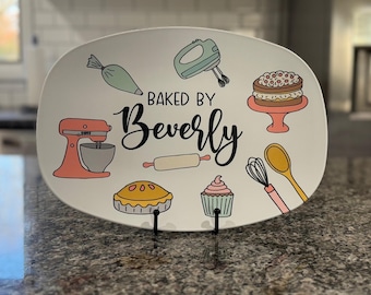 Personalized Baking Platter, Dessert Platter for Baker, Food Safe Plate, Cute Baker Gift, Sweet Treats Plate